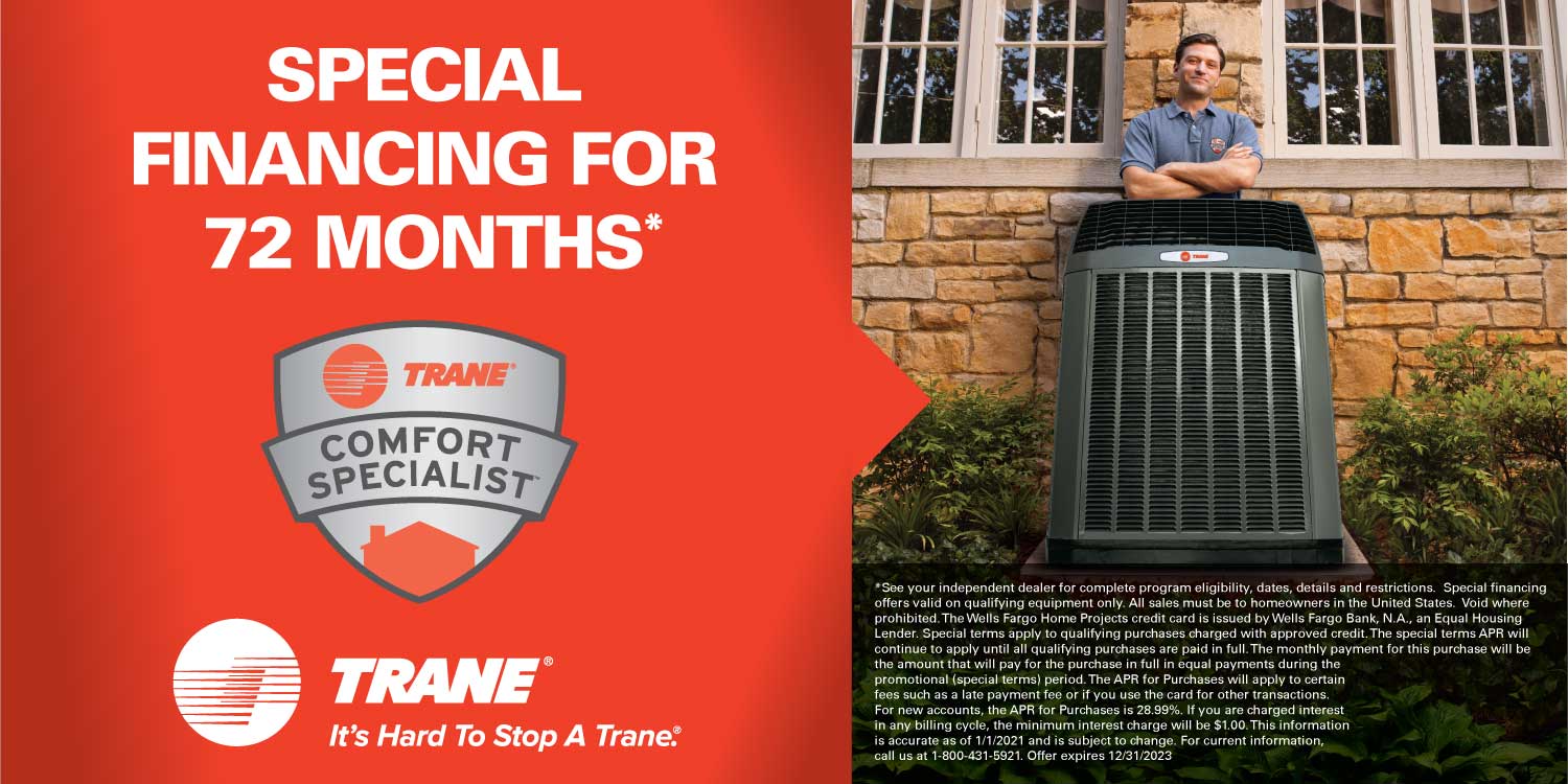 Trane Special Financing offer for 72 Months