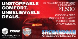 Trane $1500 rebate and Free Indoor Air Quality product with new system